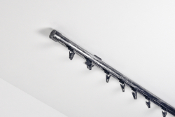 Alumínium belsősínes egysoros mennyezeti karnis Profil H Ø 19 mm patinázott Fekete-ezüst