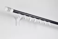 Alumínium belsősínes egysoros karnis Profil H Ø 19 mm kétszinű Fekete-Fehér