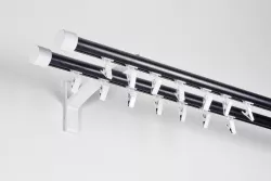 Alumínium belsősínes kétsoros karnis Profil H Ø 19/19 mm kétszinű Fekete-Fehér