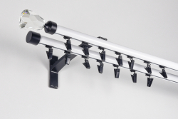 Alumínium belsősínes kétsoros karnis Profil H Ø 19/19 mm kétszinű Fehér-Fekete