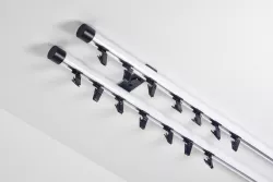 Garnýž hliníkový kolejničkový Profil H Ø 19/19 mm dvoutyčová do stropu dvoubarevná Bílá-Černá