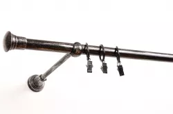 Patinázott régi jellegű karnis fémből egysoros Ø 19 mm színe Fekete-ezüst