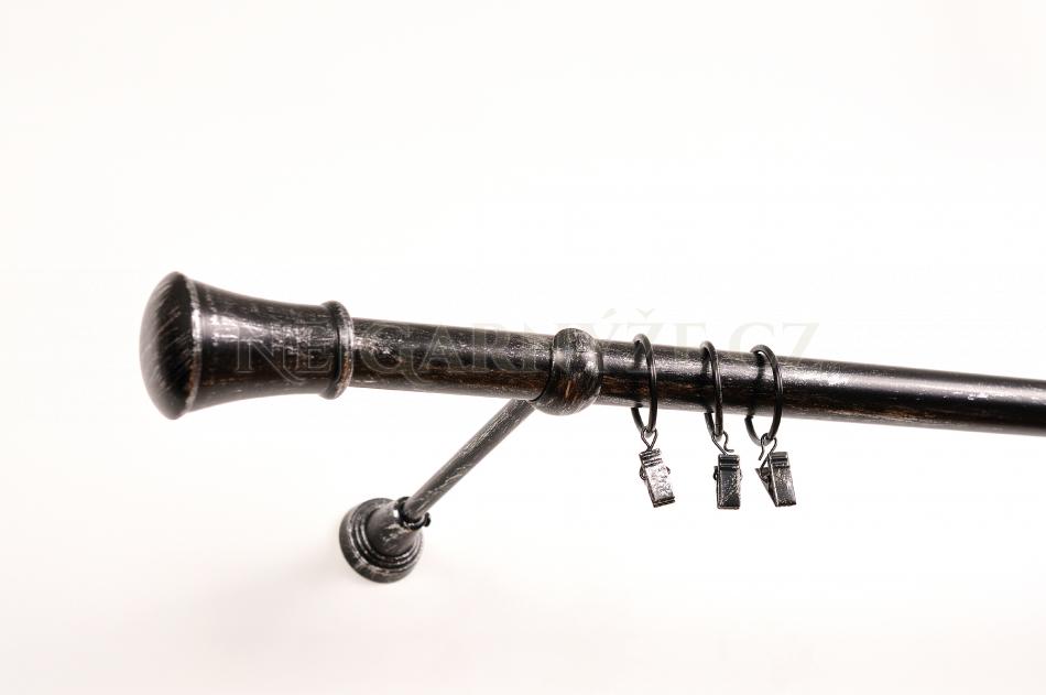 Koncovka patinovaná Ø 25 mm Černo-strieborná Cilinder
