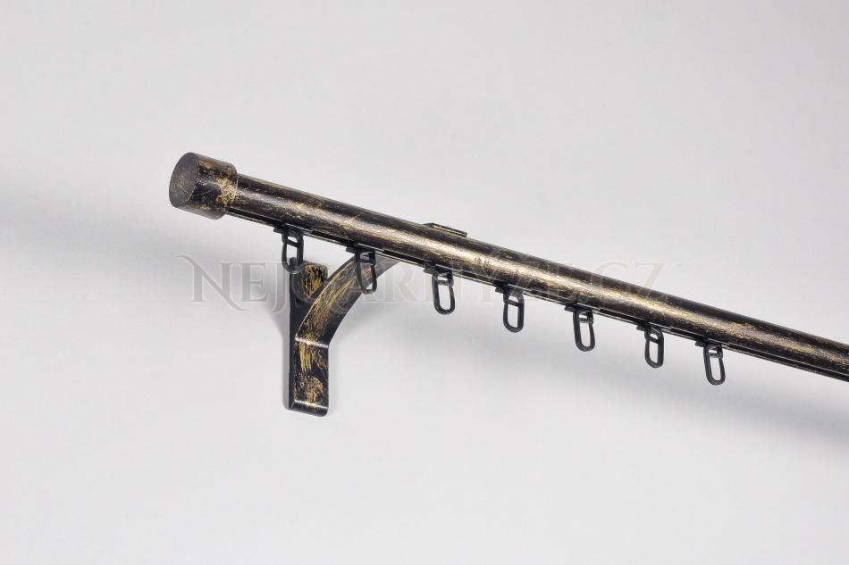 Garnýž hliníkový kolejničkový Profil H Ø 19 mm jednoitý patinovaný Černo-zlatá