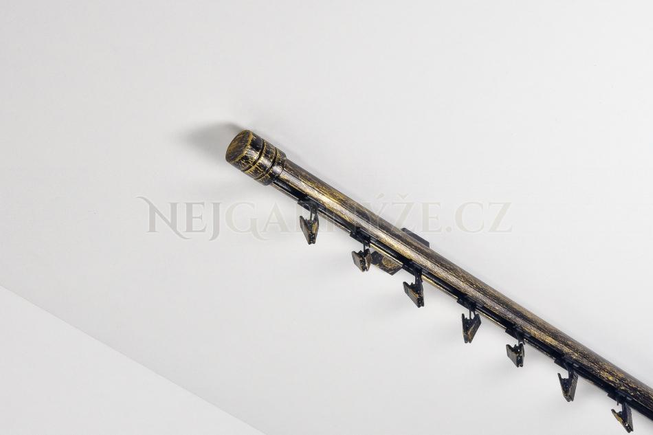 Garnýž hliníkový kolejničkový Profil H Ø 19 mm jednoitý do stropu patinovaný Černo-zlatá 