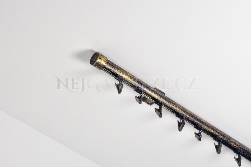 Garnýž hliníkový kolejničkový Profil H Ø 19 mm jednoitý do stropu patinovaný Černo-zlatá 