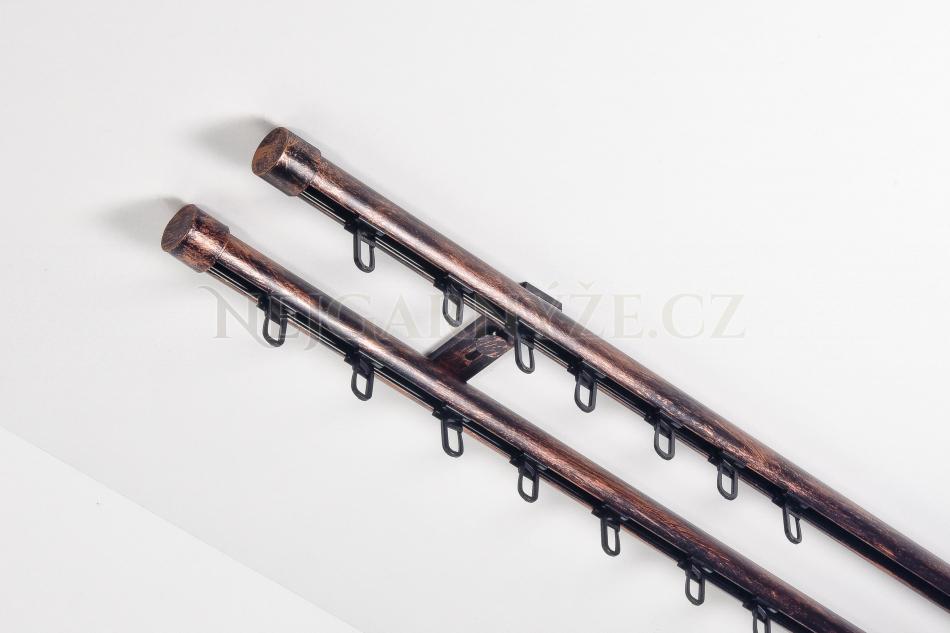 Garnýž hliníkový kolejničkový Profil H Ø 19 mm dvojitý stropný patinovaný Černo-zlatá