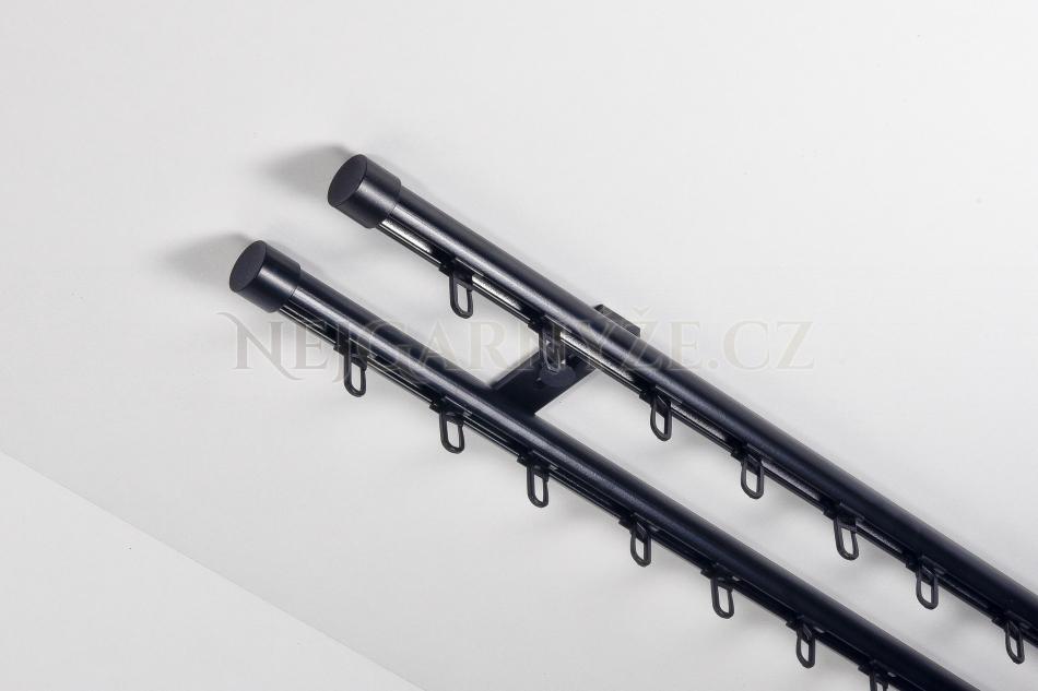 Garnýž hliníkový kolejničkový Profil H Ø 19/19 mm dvojitý do stropu Černá
