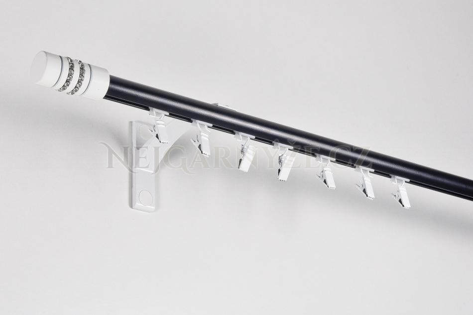 Garnýž hliníkový kolejničkový Profil H Ø 19 mm jednoitá dvoubarevná Černá-Bílá