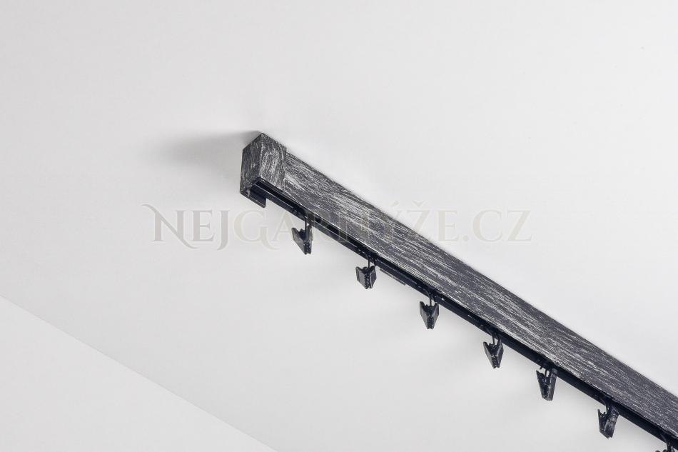 Garniža hliníková kolajničková Profil 35 jednoitá do stropu patinovaná Černě-stříbrná