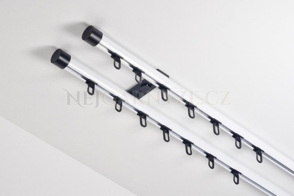 Garnýž hliníkový kolejničkový Profil H Ø 19/19 mm dvoutyčová do stropu dvoubarevná Bílá-Černá