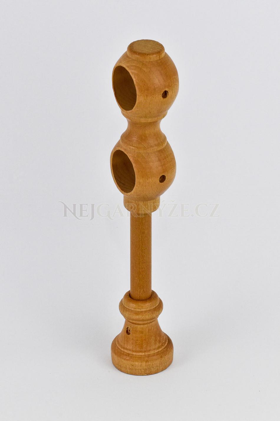 Dřevený držák dvoutyčový Ø 28 mm Olše