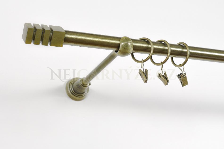 Garnyže kovová galvanizovaná jednotyčová Ø 19 mm Antická zlatá