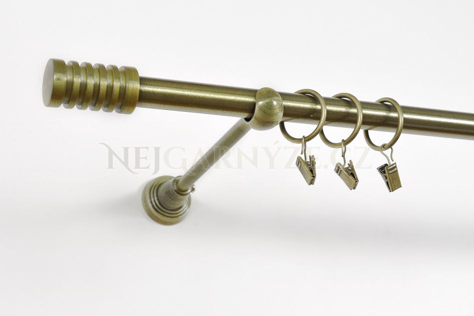 Garnyže kovová galvanizovaná jednotyčová Ø 19 mm Antická zlatá