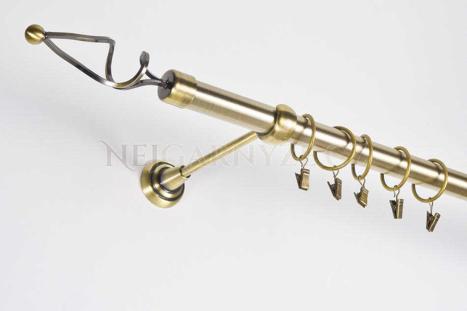 Garnyže kovová galvanizovaná jednotyčová Ø 25 mm Antická zlatá