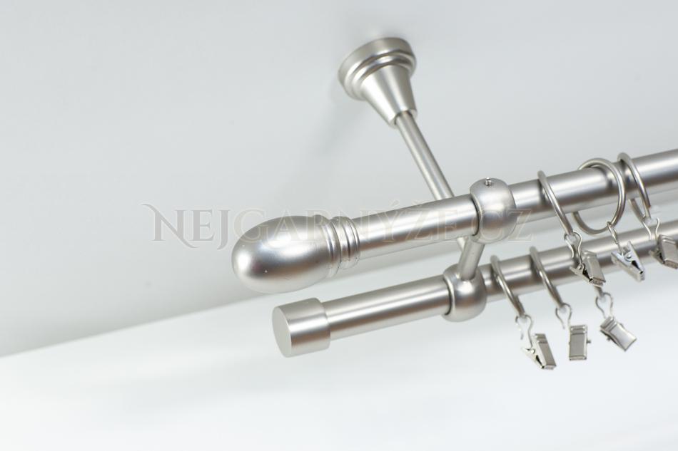 Garniže kovová galvanizovaná dvoutyčová do stropu Ø 19/19 mm Satin nikel