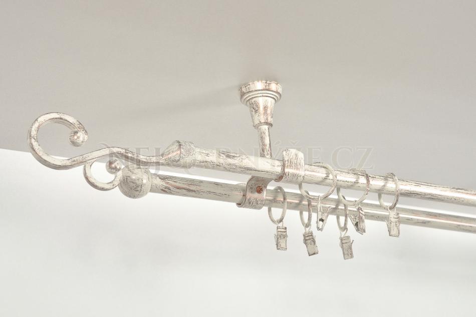 Garnyže kovová patinovaná dvoutyčová do stropu Ø 16/16 mm barva Vintage-měděná