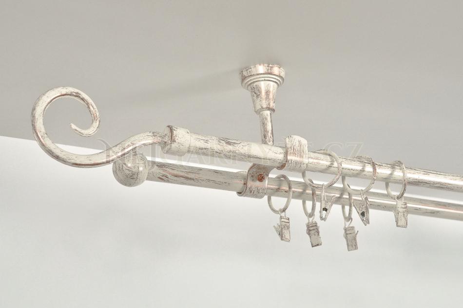 Garnyže kovová patinovaná dvoutyčová do stropu Ø 16/16 mm barva Vintage-měděná