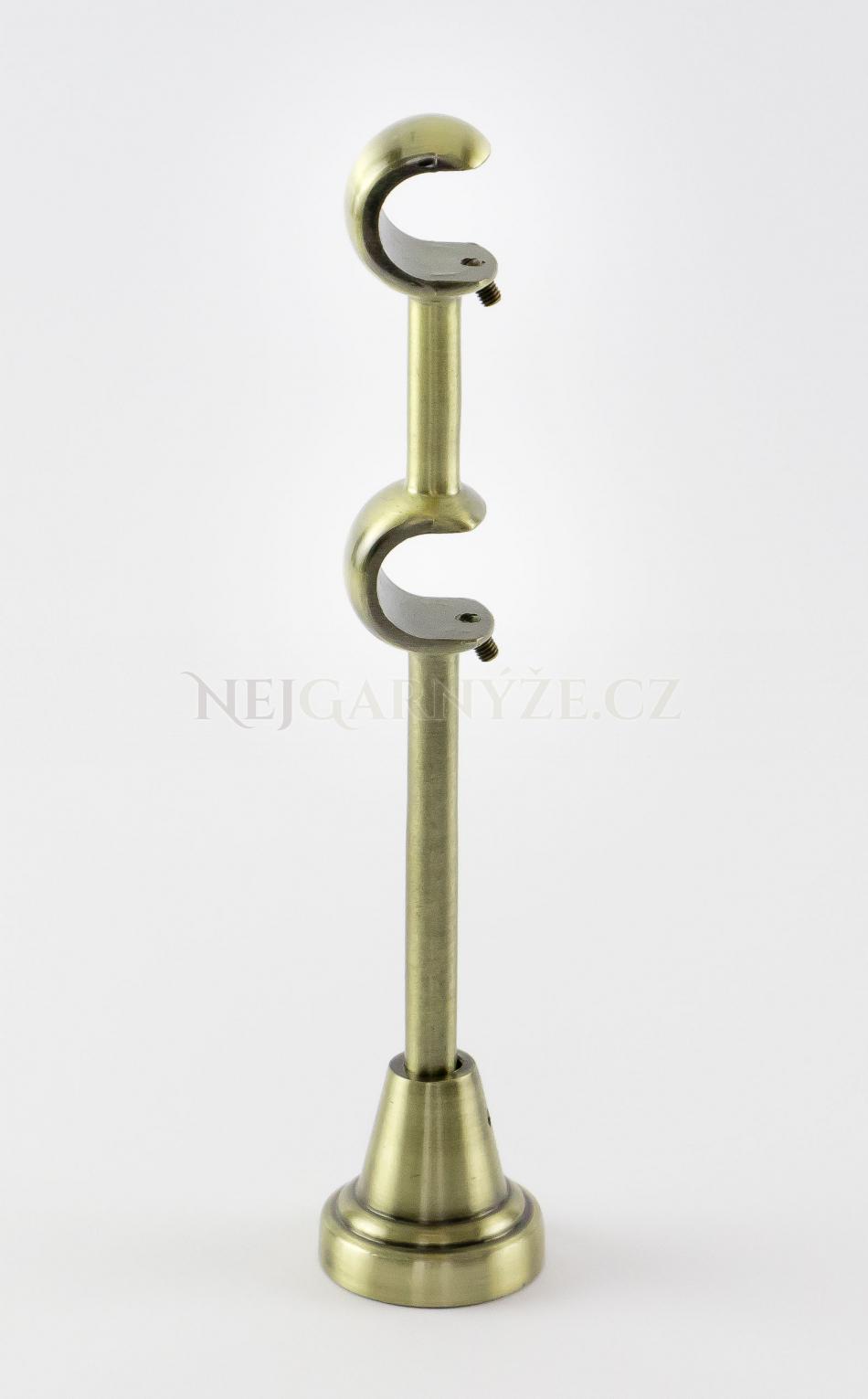 Kovový držák galvanizovaný dvoutyčový Ø 19/19 mm Antické zlato