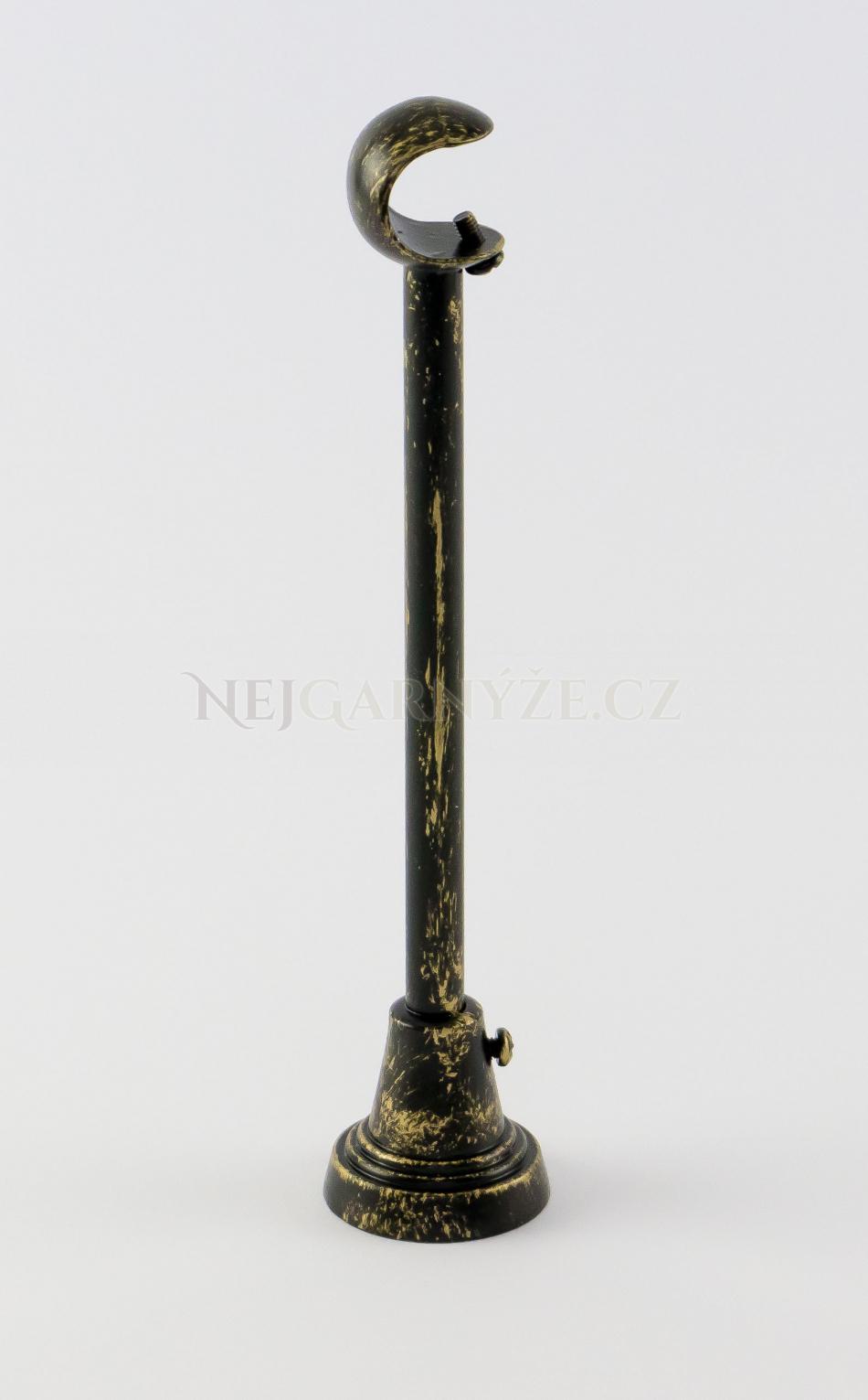 Patinovaný kovový držák jednotyčový Ø 16 mm Černo-zlatá