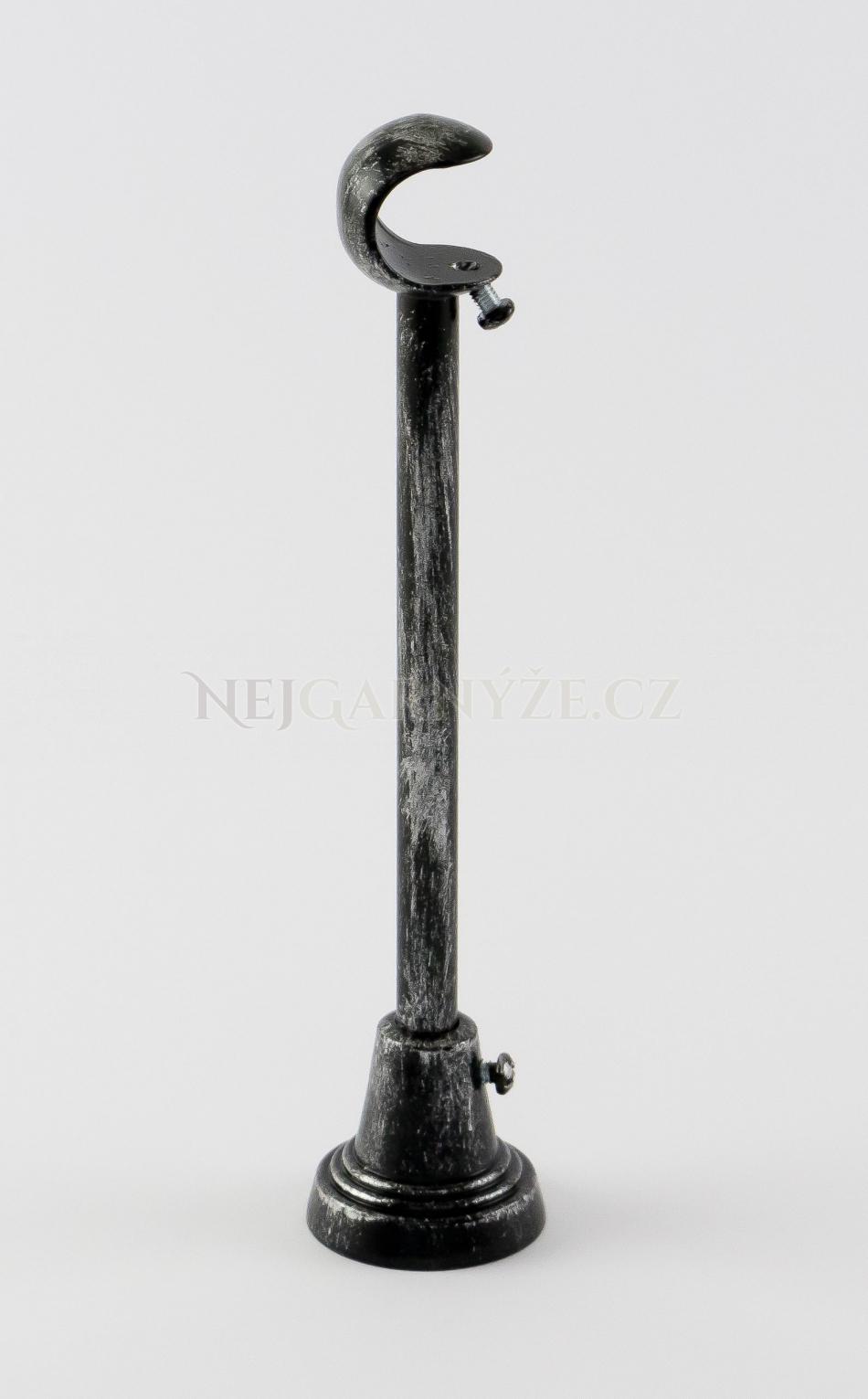 Patinovaný kovový držák jednotyčový Ø 25 mm Černo-stříbrná