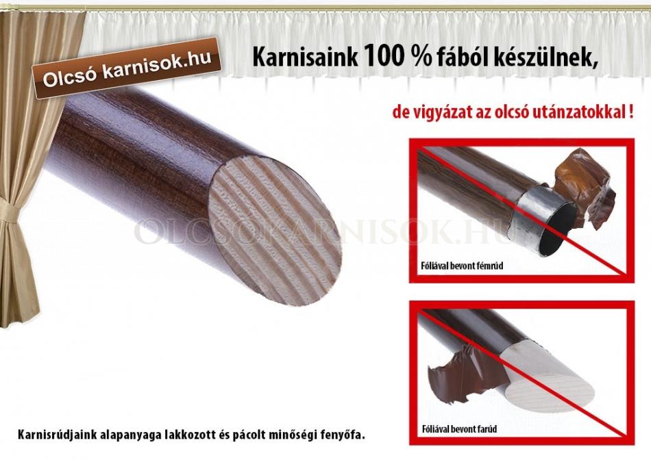 Karnis fából  Ø 28 mm kétsoros mennyezeti színe Szürke