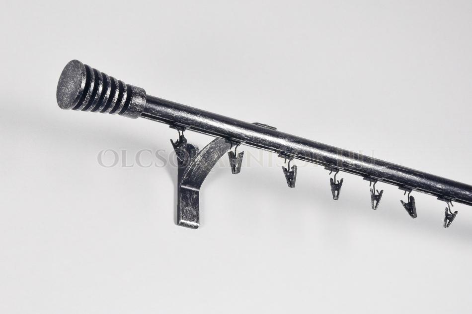 Alumínium belsősínes egysoros karnis Profil H Ø 19 mm patinázott Fekete-ezüst 