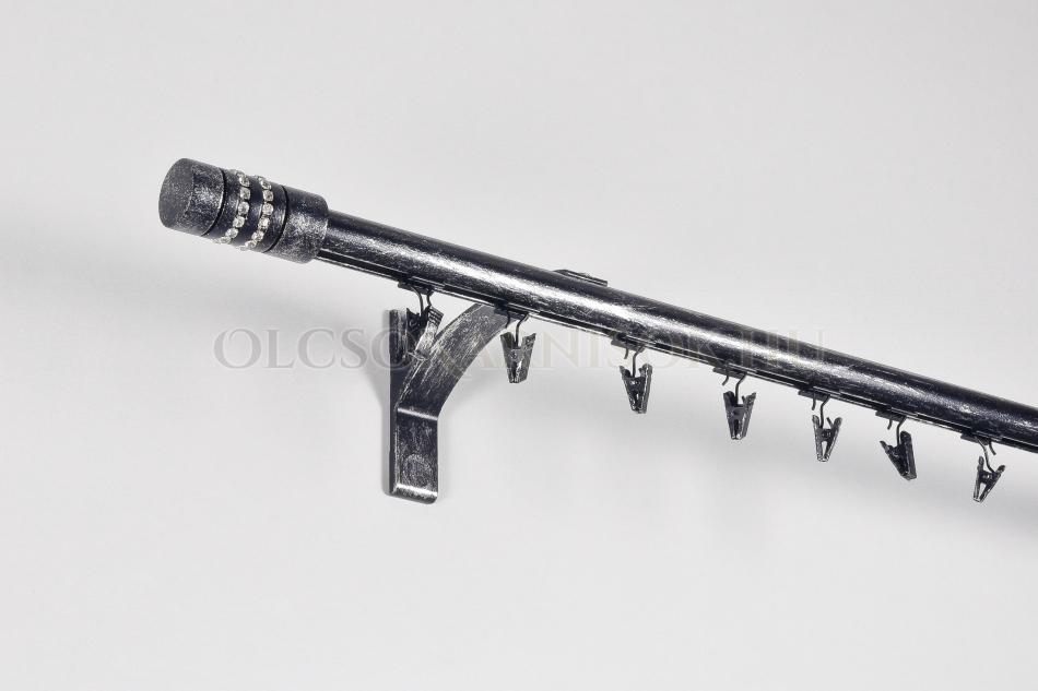 Alumínium belsősínes egysoros karnis Profil H Ø 19 mm patinázott Fekete-ezüst 