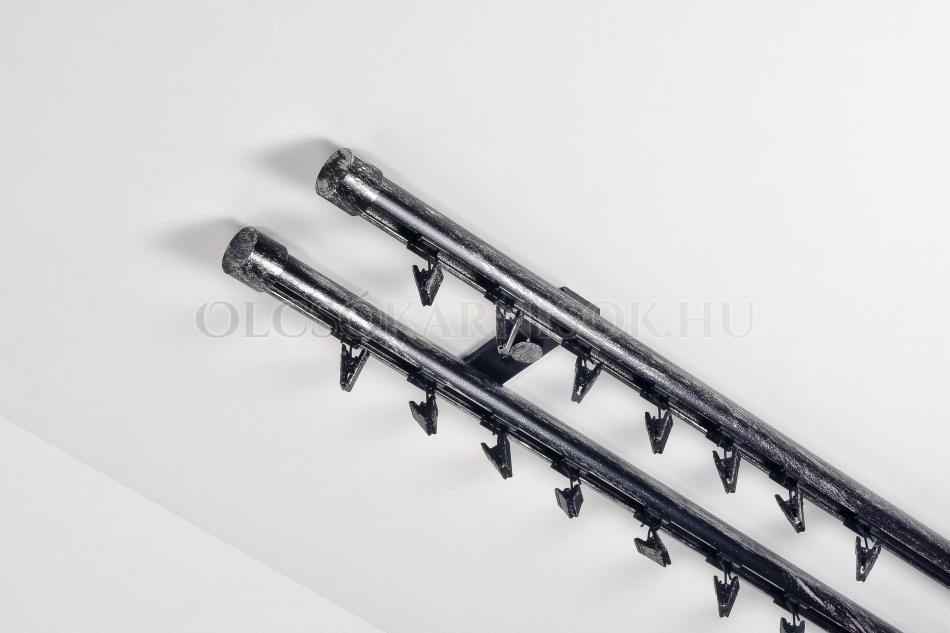 Alumínium belsősínes kétsosoros mennyezeti karnis Profil H Ø 19 mm patinázott Fekete-ezüst