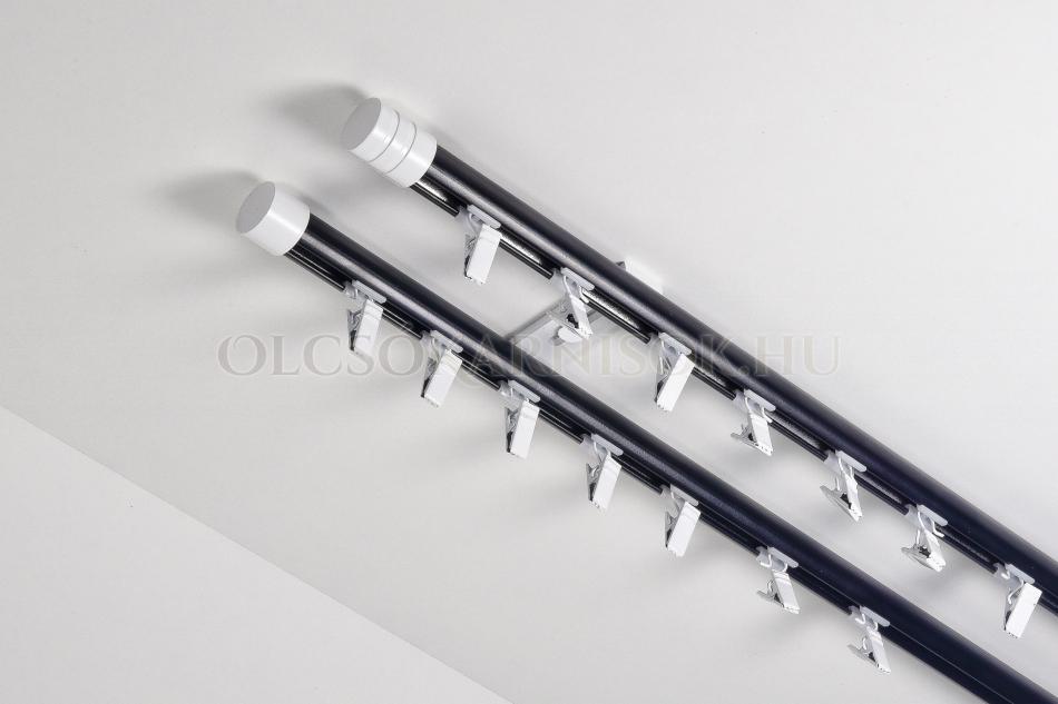 Alumínium belsősínes kétsosor mennyezeti karnis Profil H Ø 19/19 mm kétszinű Fekete-Fehér
