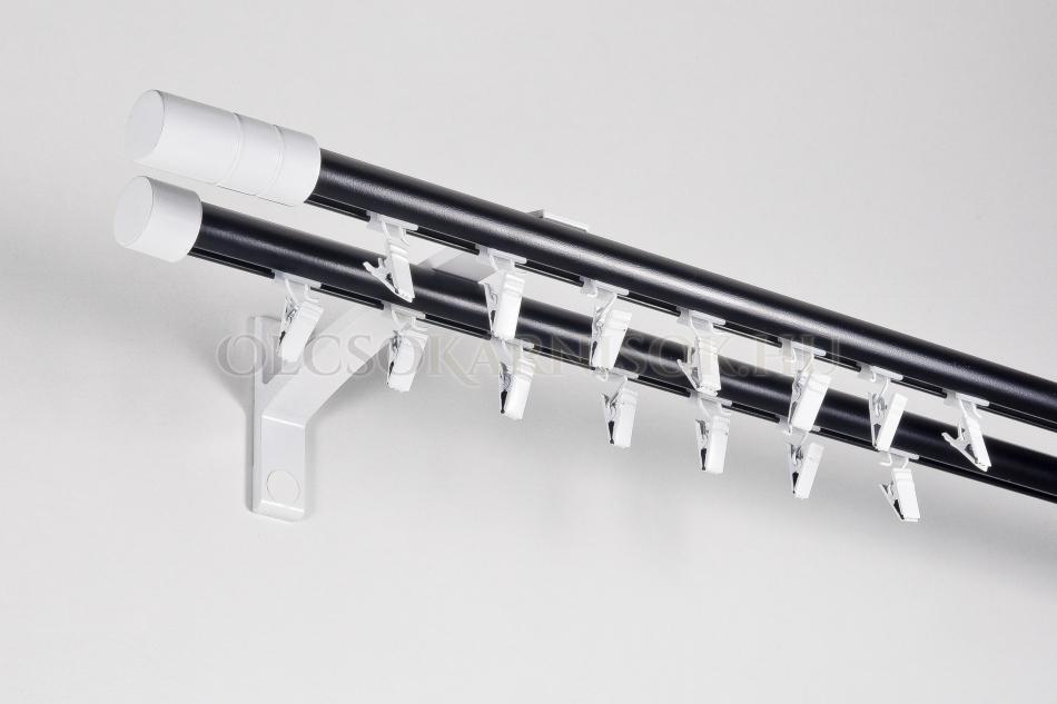 Alumínium belsősínes kétsoros karnis Profil H Ø 19/19 mm kétszinű Fekete-Fehér