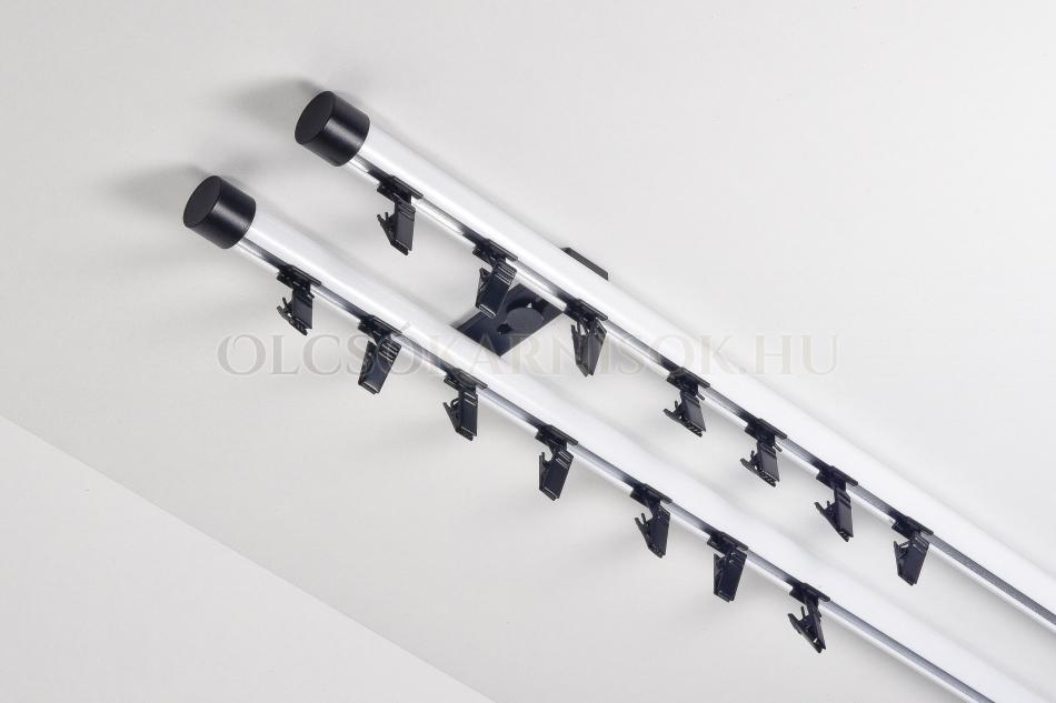 Alumínium belsősínes kétsoros mennyezeti Profil H Ø 19/19 mm kétszinű Fehér-Fekete