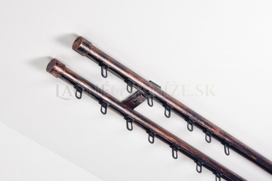 Garniža hliníková kolajničková Profil H Ø 19 mm dvojitá do stropu patinovaná Čierno-medená