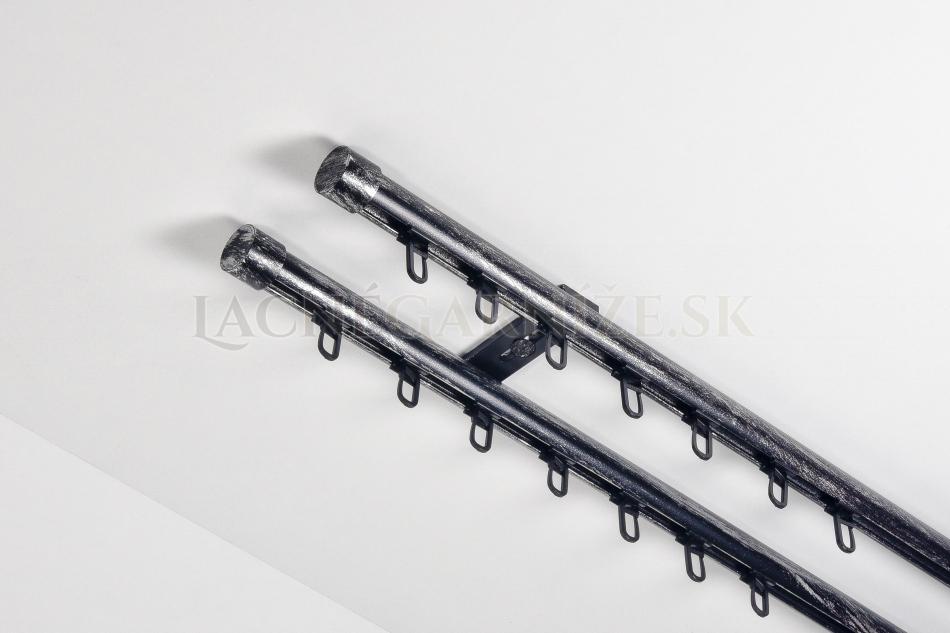 Garniža hliníková kolajničková Profil H Ø 19 mm dvojitá do stropu patinovaná Čierno-strieborná