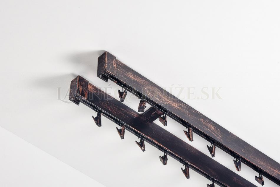 Garniža hliníková kolajničková Profil 35/35 dvojitá do stropu patinovaná Čierno-medená