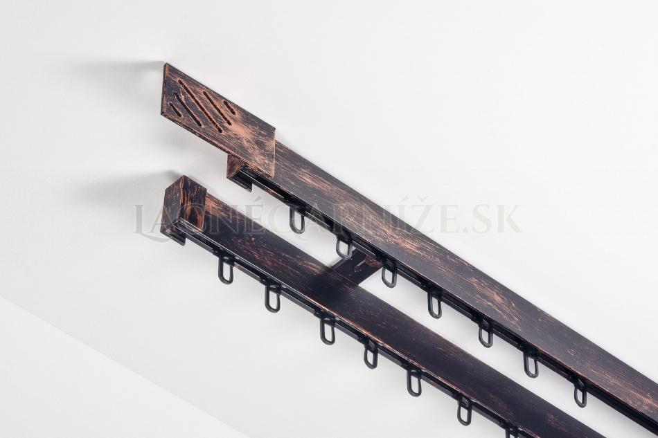 Garniža hliníková kolajničková Profil 35/35 dvojitá do stropu patinovaná Čierno-medená