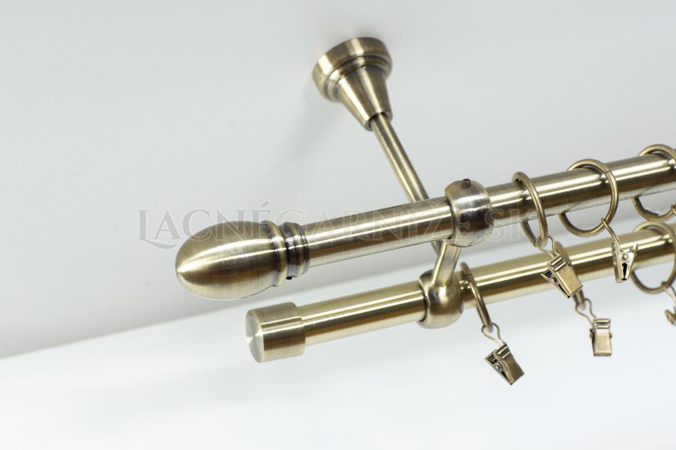 Garniža kovová galvanizovaná dvojtyčová do stropu Ø 19/19 mm Antická zlatá