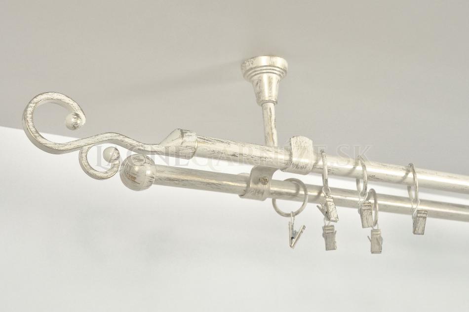 Garniža kovová patinovaná dvojtyčová do stropu Ø 16/16 mm farba Vintage-zlatá